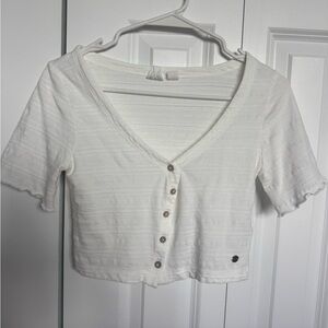 Roxy White Button-Down Women's Top
